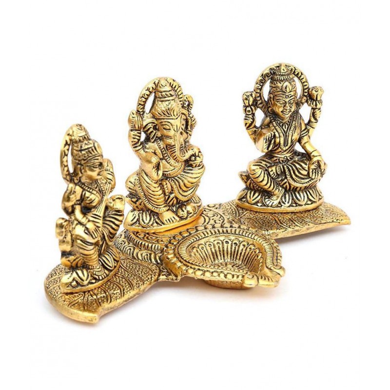 Neo Classic Lakshmi Ganesha Saraswati Aluminium Idol