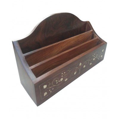 New Era Wood carving Art Brown Wood Table Organiser - Pack of 1