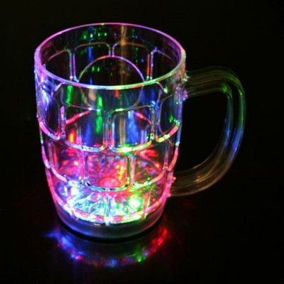 Niharika Amazing Light Changing Fibre Glass Beer Mug With Inductive Rainbow Color Disco Led 7 Colour Changing Liquid Activated Lights Multi Purpose Use Mug/Cup 295ML