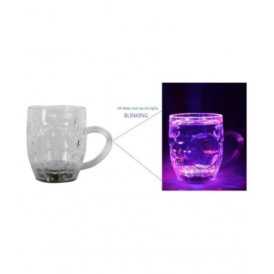 Niharika Amazing Light Changing Fibre Glass Beer Mug With Inductive Rainbow Color Disco Led 7 Colour Changing Liquid Activated Lights Multi Purpose Use Mug/Cup 295ML
