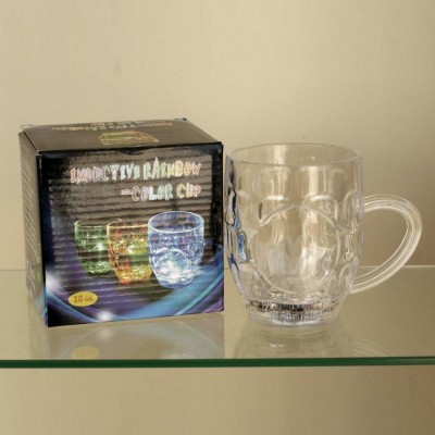 Niharika Amazing Light Changing Fibre Glass Beer Mug With Inductive Rainbow Color Disco Led 7 Colour Changing Liquid Activated Lights Multi Purpose Use Mug/Cup 295ML