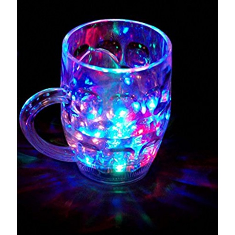 Niharika Amazing Light Changing Fibre Glass Beer Mug With Inductive Rainbow Color Disco Led 7 Colour Changing Liquid Activated Lights Multi Purpose Use Mug/Cup 295ML