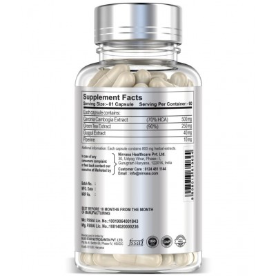 Nirvasa Garcinia Cambogia Capsules for Weight Management 60 gm Unflavoured