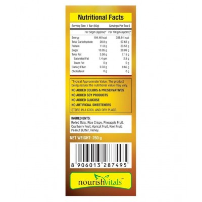 NourishVitals  Healthy Fruit Mix (5 Bars) Protein Bar - 250 g