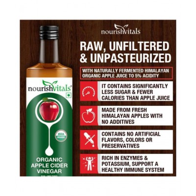NourishVitals Organic Apple Cider Vinegar 500 ml Unflavoured