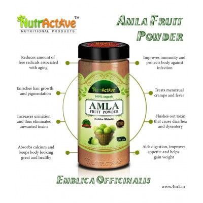 NutrActive 100% Pure Amla Fruit (Indian Gooseberry) Powder 450 gm Pack of 3