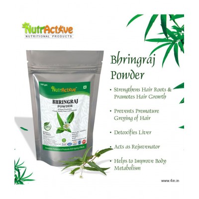 NutrActive 100% Pure Bhringraaj For Hair Growth Powder 300 gm Pack of 3