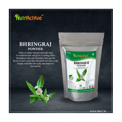 NutrActive 100% Pure Bhringraj For Hair Growth Powder 400 gm Pack Of 4