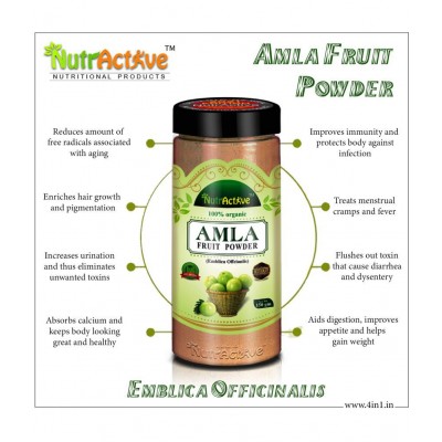 NutrActive 100% Pure Organic Amla Fruit Powder 300 gm Pack of 3