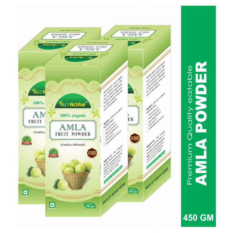 NutrActive 100% Seedless Amla (Indian Gooseberry) Powder 450 gm Pack of 3