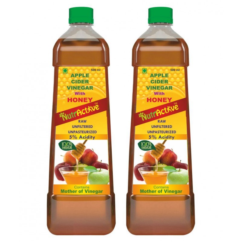 NutrActive Apple Cider Vinegar with Honey 1000 ml Unflavoured Pack of 2