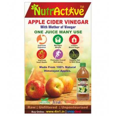 NutrActive Apple Cider Vinegar with Mother of Vinegar 1000 ml Unflavoured Pack of 2
