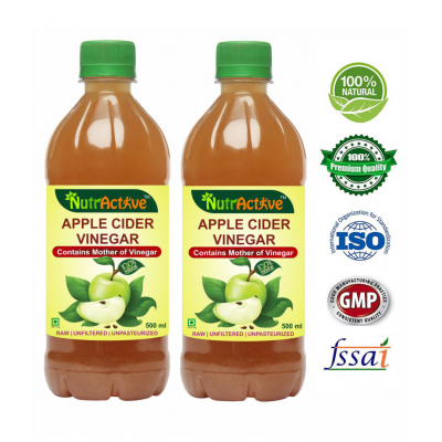 NutrActive Apple Cider Vinegar with Mother of Vinegar 1000 ml Unflavoured Pack of 2