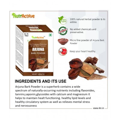 NutrActive Arjuna Bark Powder 100 gm Pack Of 5