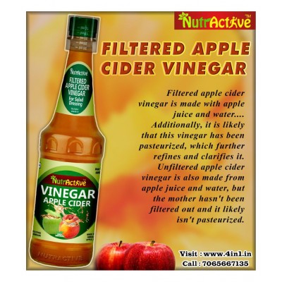 NutrActive Filtered Apple Cider Vinegar | 100% Natural,Ideal for Salad Dressing, 500 ml Unflavoured