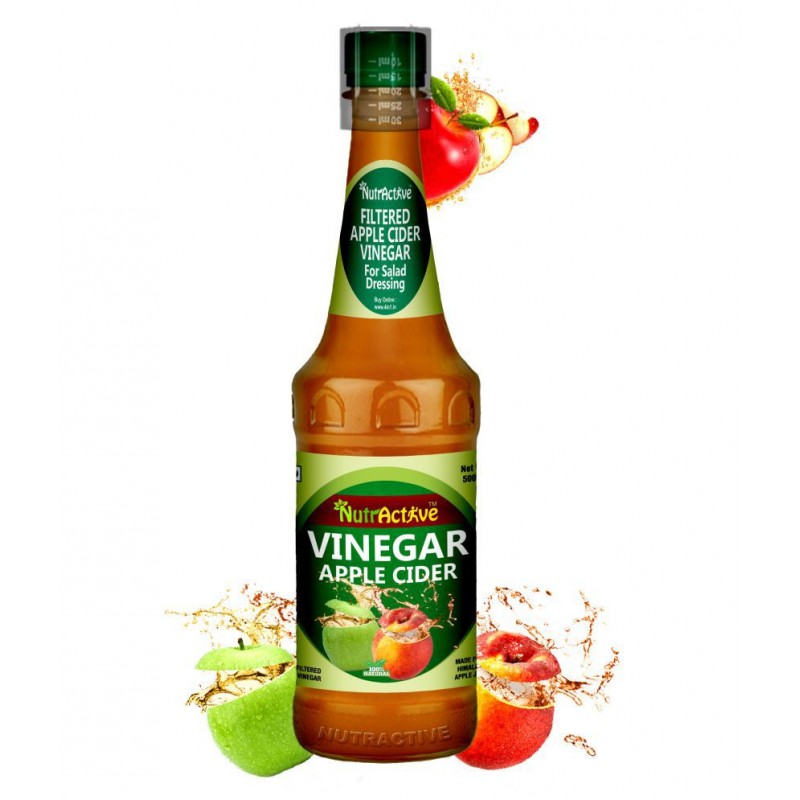 NutrActive Filtered Apple Cider Vinegar | 100% Natural,Ideal for Salad Dressing, 500 ml Unflavoured