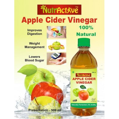 NutrActive Filtered Apple Cider Vineger | 100% Natural 1000 ml Unflavoured Pack of 2