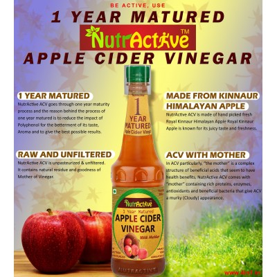 NutrActive Natural Apple Cider Vinegar for Diabetes, 1000 ml Fruit Pack of 2