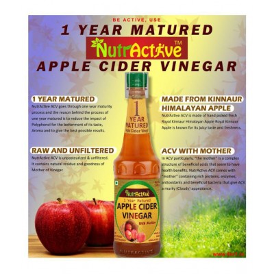 NutrActive Natural Apple Cider Vinegar for Weight Management 1000 ml Fruit Pack of 2