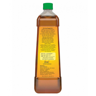 NutrActive Natural Apple Cider Vinegar with Mother Vinegar, 500 ml Unflavoured Single Pack