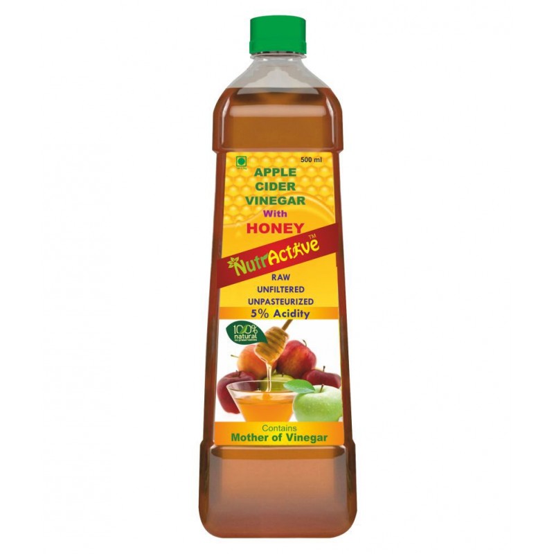NutrActive Natural Apple Cider Vinegar with Mother Vinegar, 500 ml Unflavoured Single Pack