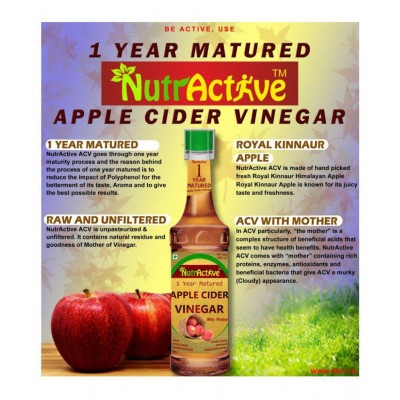 NutrActive Natural Apple Cider Vinegar with Mother of Vinegar | For Weight Loss 500 ml Unflavoured