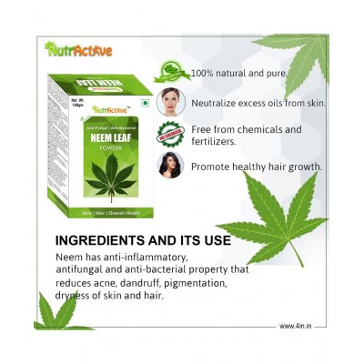 NutrActive Neem leaf Powder 100 gm Pack Of 5