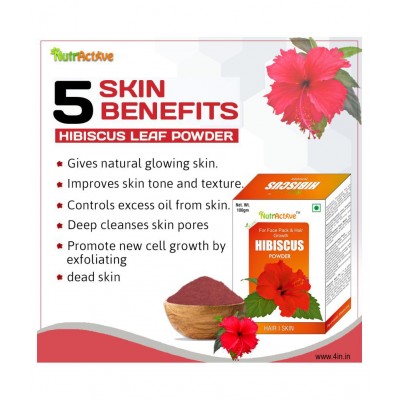 NutrActive Organic Hibiscus Flower Powder 100 gm Pack of 3