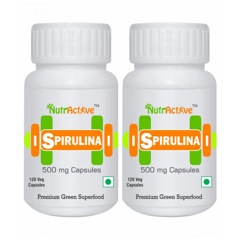 NutrActive Spirulina (120 veg capsules) Capsule 1000 mg Pack Of 2