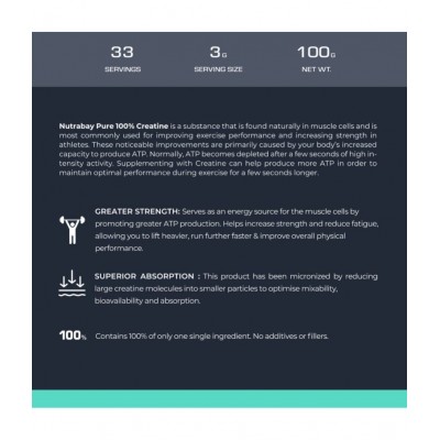 Nutrabay Pure 100% Micronised Creatine Monohydrate 100 gm
