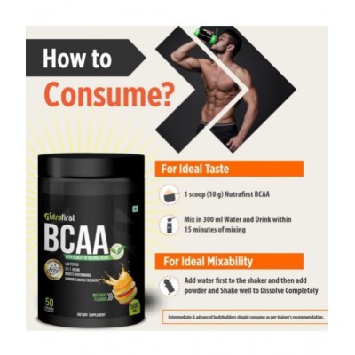 Nutrafirst BCAA workout proteins with Mixed Fruit Flavored 500 gm