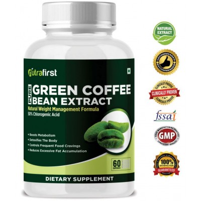Nutrafirst Green Coffee Bean extract 100% Natural with weight management formula for Women and Men 60 gm Unflavoured Single Pack