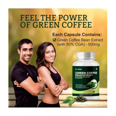 Nutrafirst Green Coffee Bean extract 100% Natural with weight management formula for Women and Men 60 gm Unflavoured Single Pack
