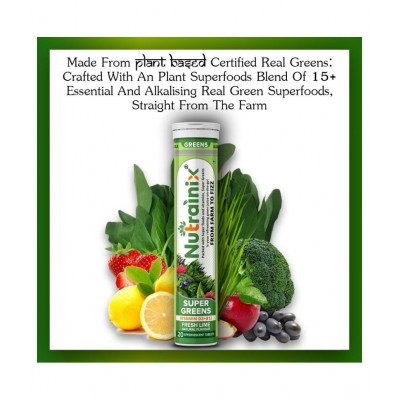 Nutrainix Super Greens, Wholefood Multivitamin for Immunity and Detox with 39+ Organic Certified Plant Superfoods and Antioxidant Supplements Energy Drink for All 20 no.s