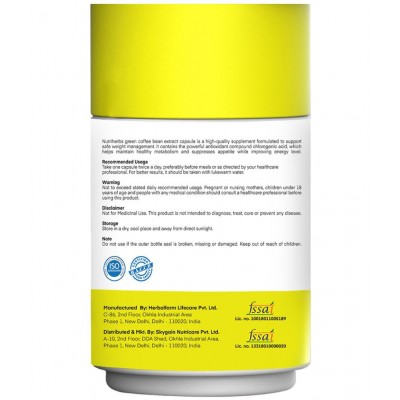 Nutriherbs Green Coffee Bean Herbs Natural Weight Loss Supplement 800Mg (50% Cga) - 60 Capsules Pack Of 1