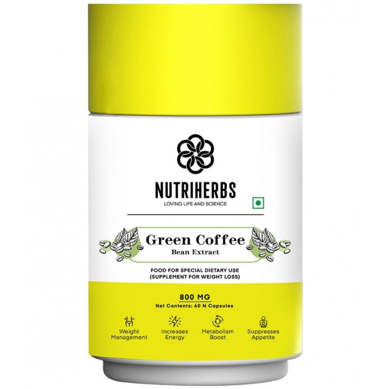 Nutriherbs Green Coffee Bean Herbs Natural Weight Loss Supplement 800Mg (50% Cga) - 60 Capsules Pack Of 1