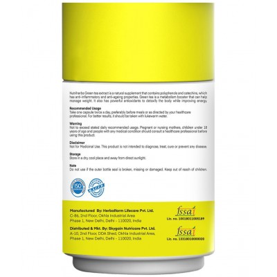 Nutriherbs Green Tea Extract 500mg Antioxidant Supplement -  60 Capsules | For Weight Management