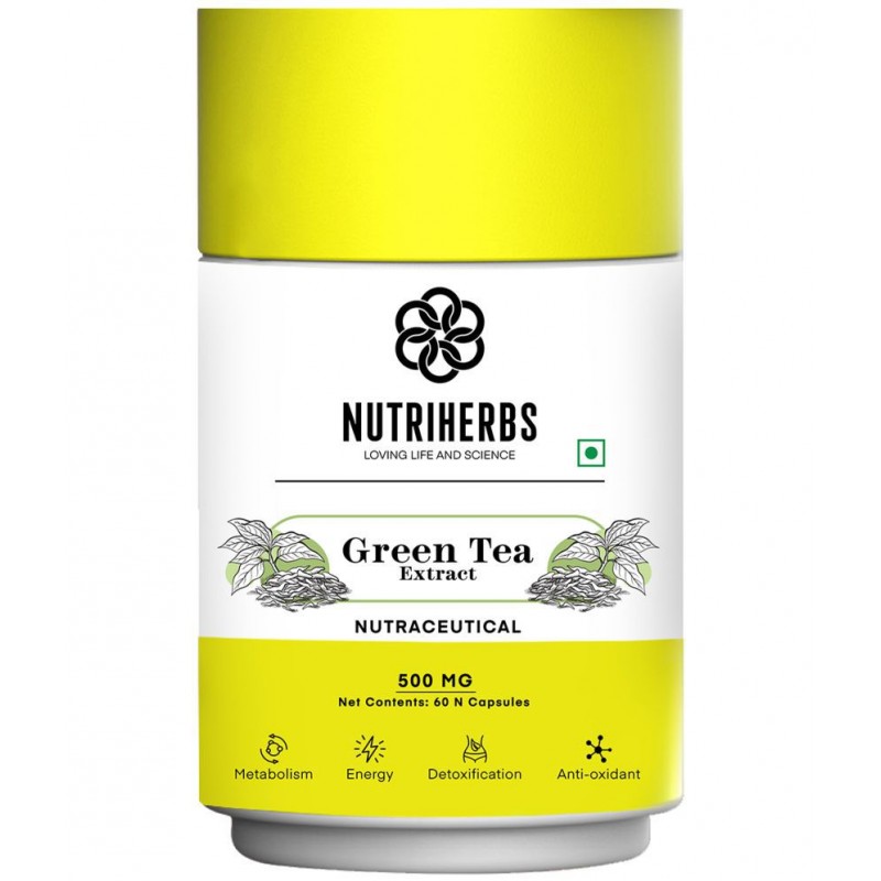 Nutriherbs Green Tea Extract 500mg Antioxidant Supplement -  60 Capsules | For Weight Management