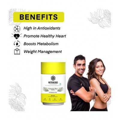 Nutriherbs Green Tea Extract 500mg Antioxidant Supplement -  60 Capsules | For Weight Management