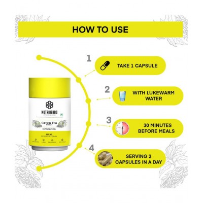 Nutriherbs Green Tea Extract 500mg Antioxidant Supplement -  60 Capsules | For Weight Management