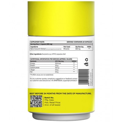 Nutriherbs Nano Curcumin Extract 500 mg 100% Natural Turmeric Extract - 60 Capsules | Powerful Anti-inflammatory, Antioxidant | Pain Reliever For Men and Women Nutriherbs Nano Curcumin Extract 500 mg 100% Natural Turmeric Extract - 60 Capsules | Powerful Anti-inflammatory, Antioxidant | Pain Reliever For Men and Women