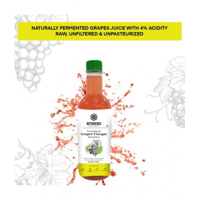 Nutriherbs Organic Grapes Cider Vinegar With Mother - 473ml | Improves Metabolism Helps In Digestion For Men & Women