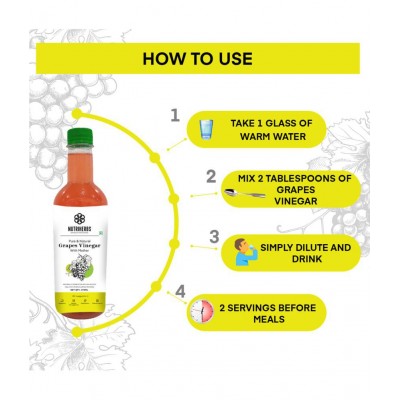 Nutriherbs Organic Grapes Cider Vinegar With Mother - 473ml | Improves Metabolism Helps In Digestion For Men & Women