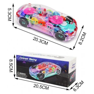 OFLINE SELECTION  360 degree rotating transparent concept racing Toy car 3d flashing led lights & music