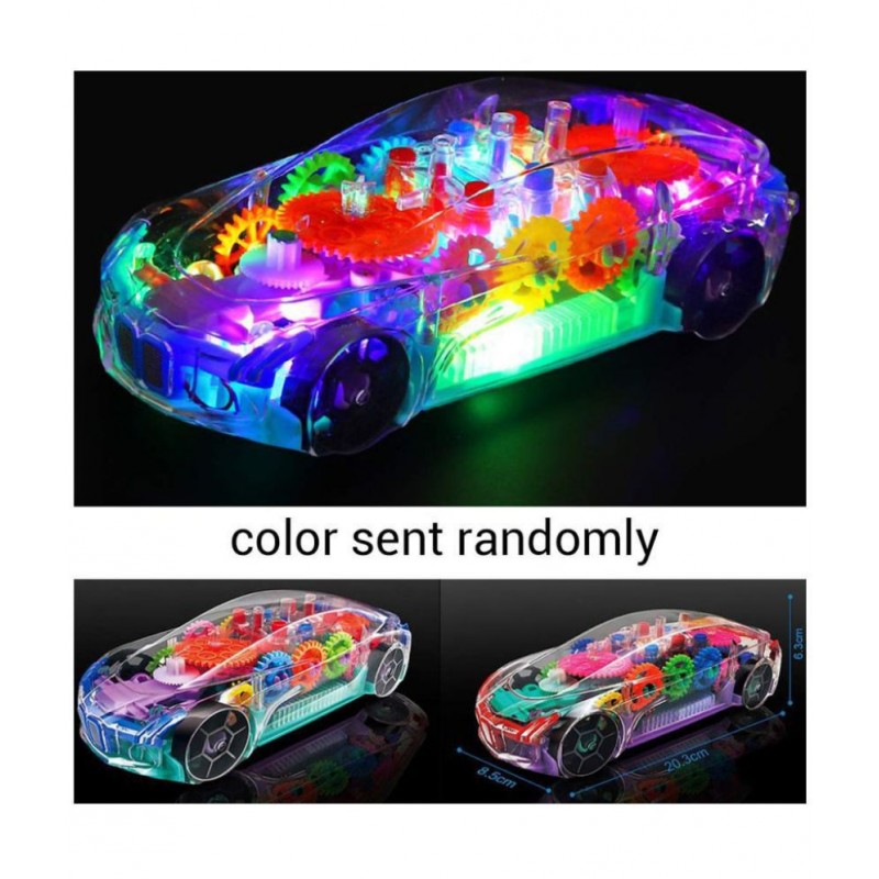 OFLINE SELECTION  360 degree rotating transparent concept racing Toy car 3d flashing led lights & music