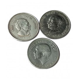 OLD 50 PAISE JAWAHARLAL, INDIRA AND GANDHIJI 3 COINS SET