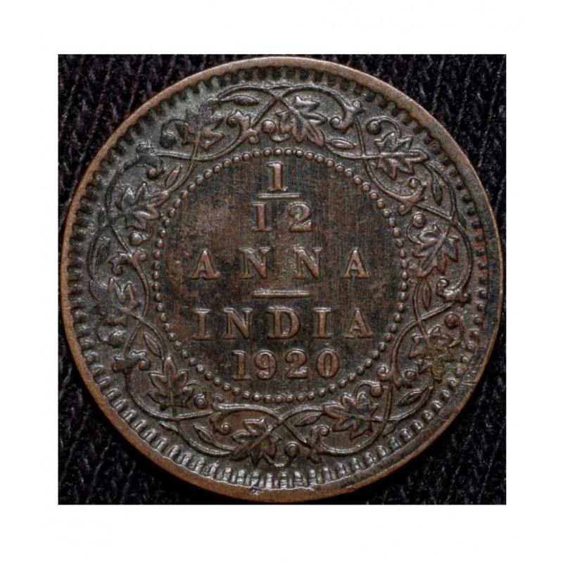OLD RARE 1/12 ANNA YEAR 1920 GEORGE V KING EMPEROR COIN
