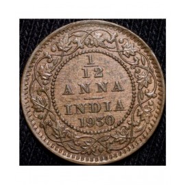 OLD RARE 1/12 ANNA YEAR 1930 GEORGE V KING EMPEROR COIN
