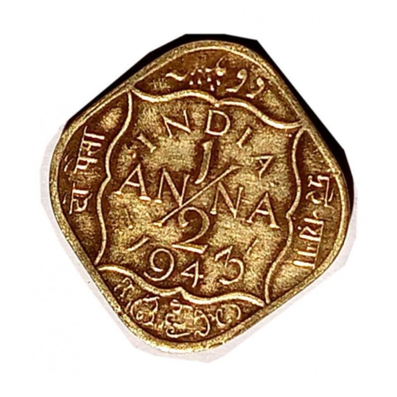OLD RARE 1/2 ANNA COIN  YEAR 1943 GEORGE VI KING EMPEROR
