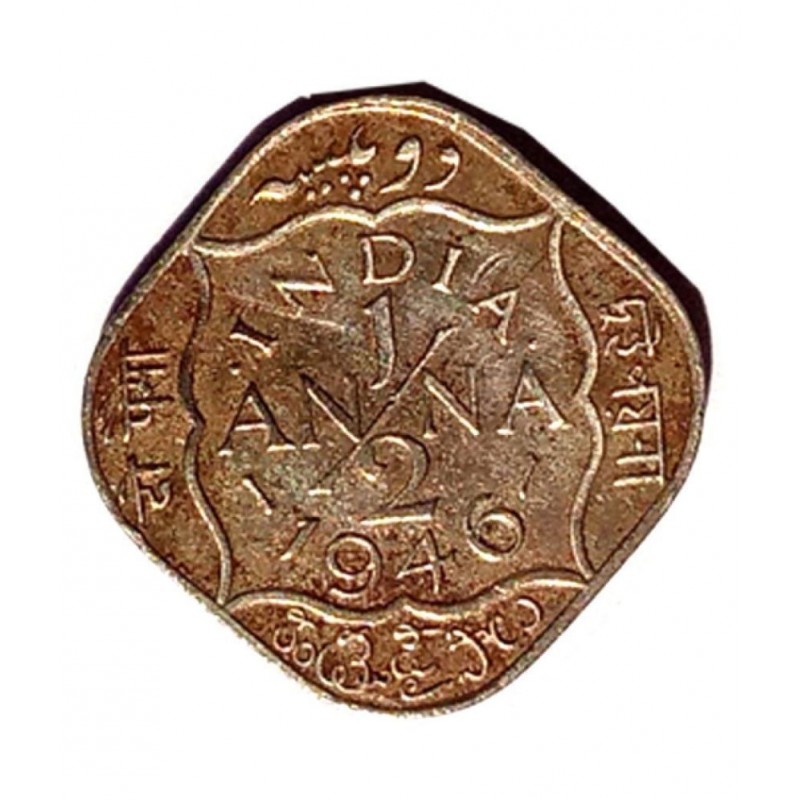 OLD RARE 1/2 ANNA COIN YEAR 1946 GEORGE VI KING EMPEROR